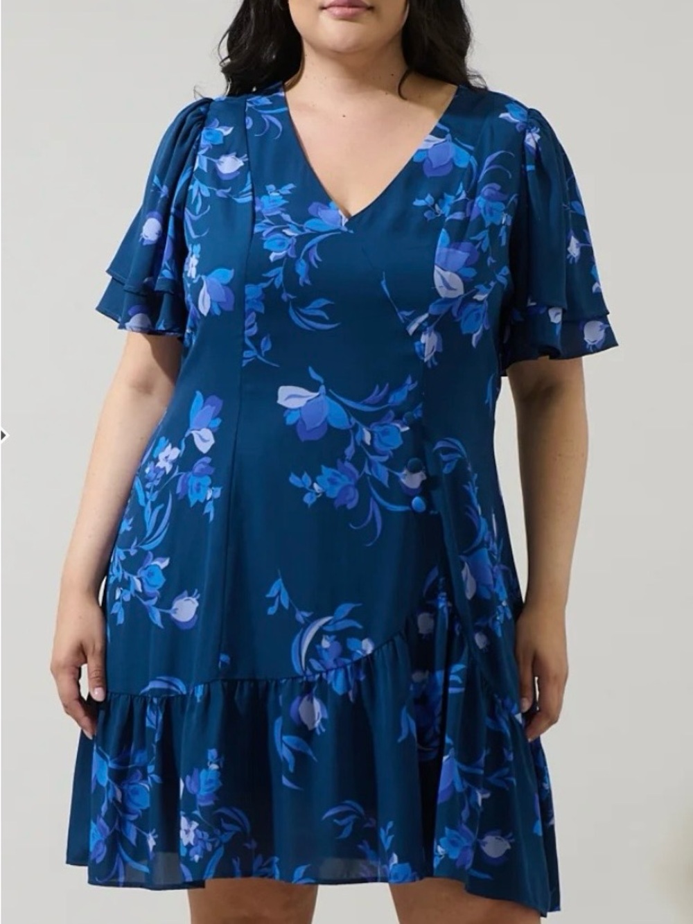 Sugarlips Niva Floral Rivane Button Mini Dress Curve